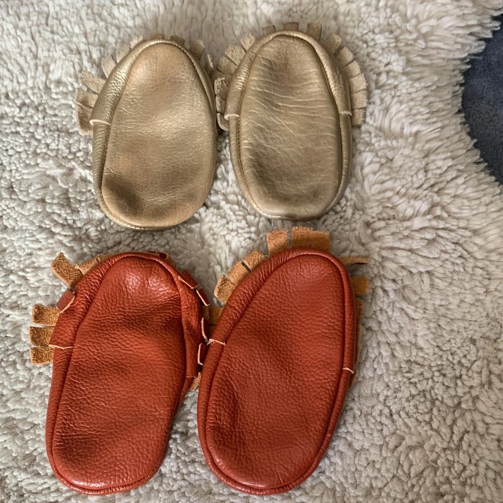 Stylish Gold and Cordovan Kids Moccasins